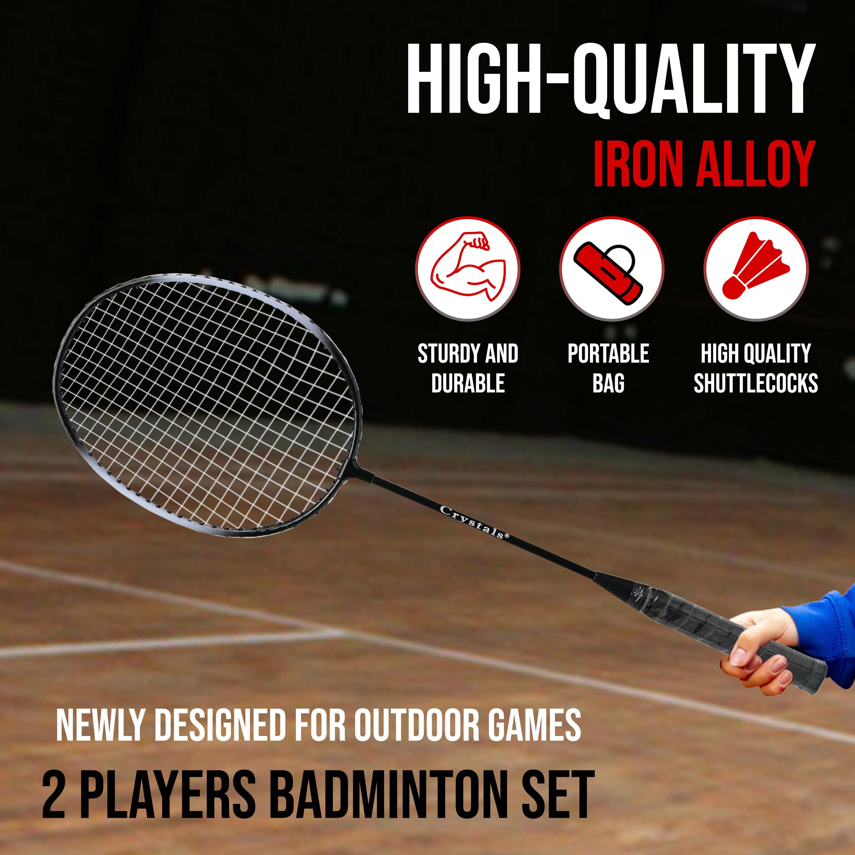 Badminton Racket Set for 2 Players, Includes Racquets, Shuttlecocks & Carry Bag