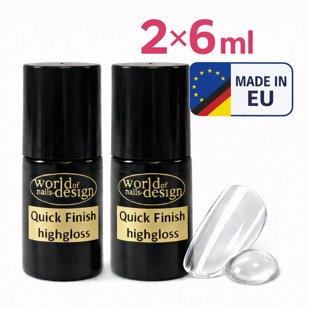 E-shop UV/LED No-Wipe Topcoat 2er-Pack (2 x 6 ml) – Schnellversiegelungsgel, Hergestellt in der EU