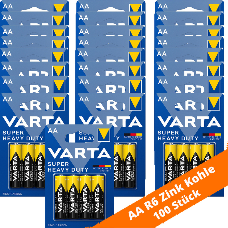 100 X Varta Aa R6 Batteries 2006 Duty Superlife Carbon