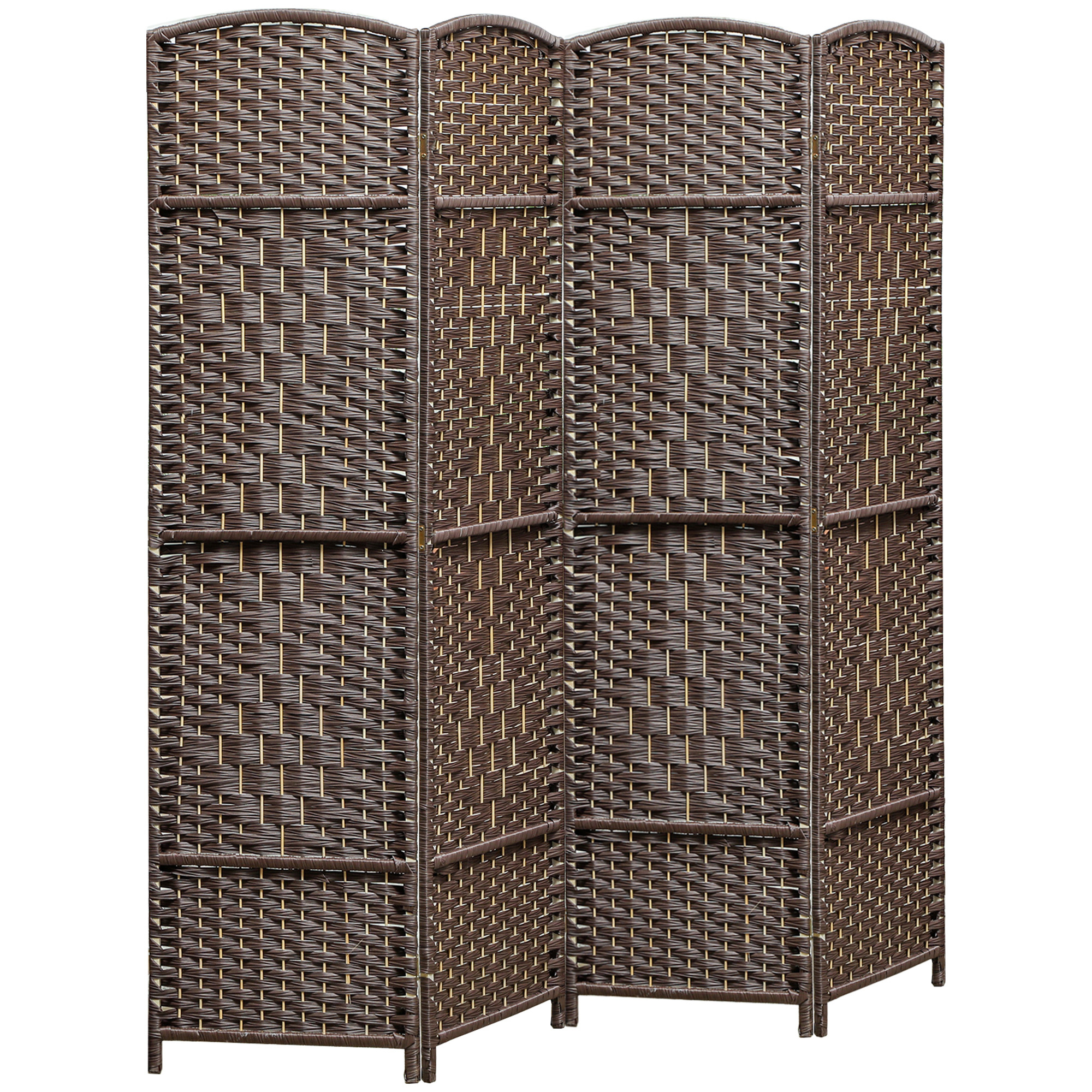 Homcom Wooden Room Divider, 4 Panels, 180 X 180 Cm, Foldable Partition For Living Room, Bedroom, Home, Brown