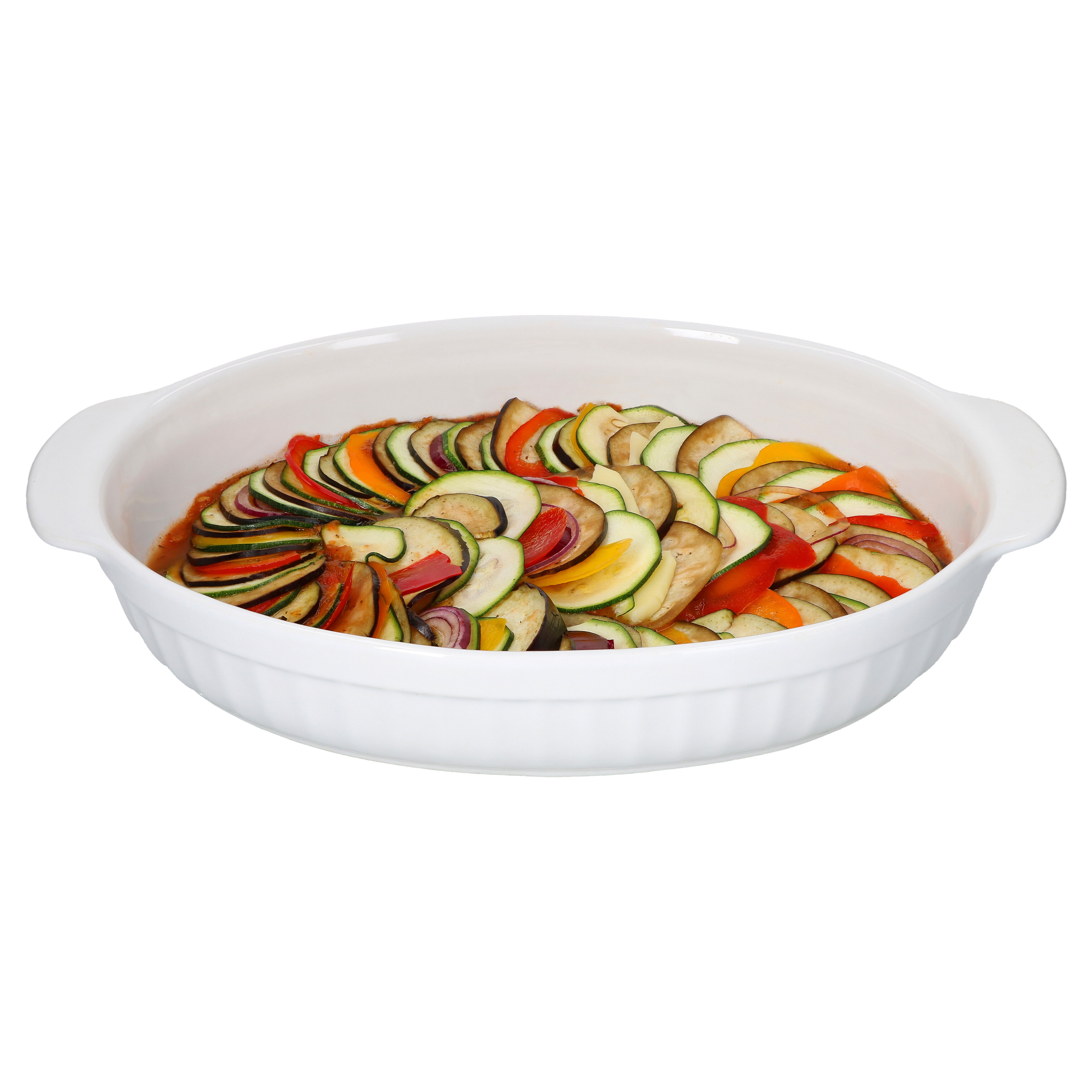 Large White Ceramic Oval Casserole Dish With Handle