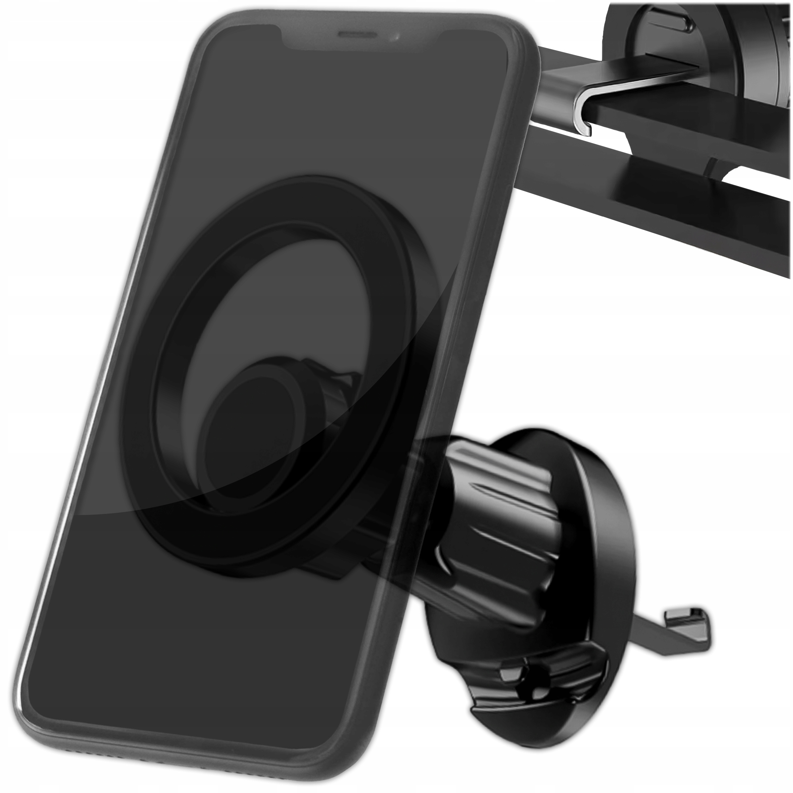 Magnetic Car Air Vent Mount, 360° Rotatable Smartphone Holder With Ring And Hook, Universal Magnet Holder For Cars, Curved