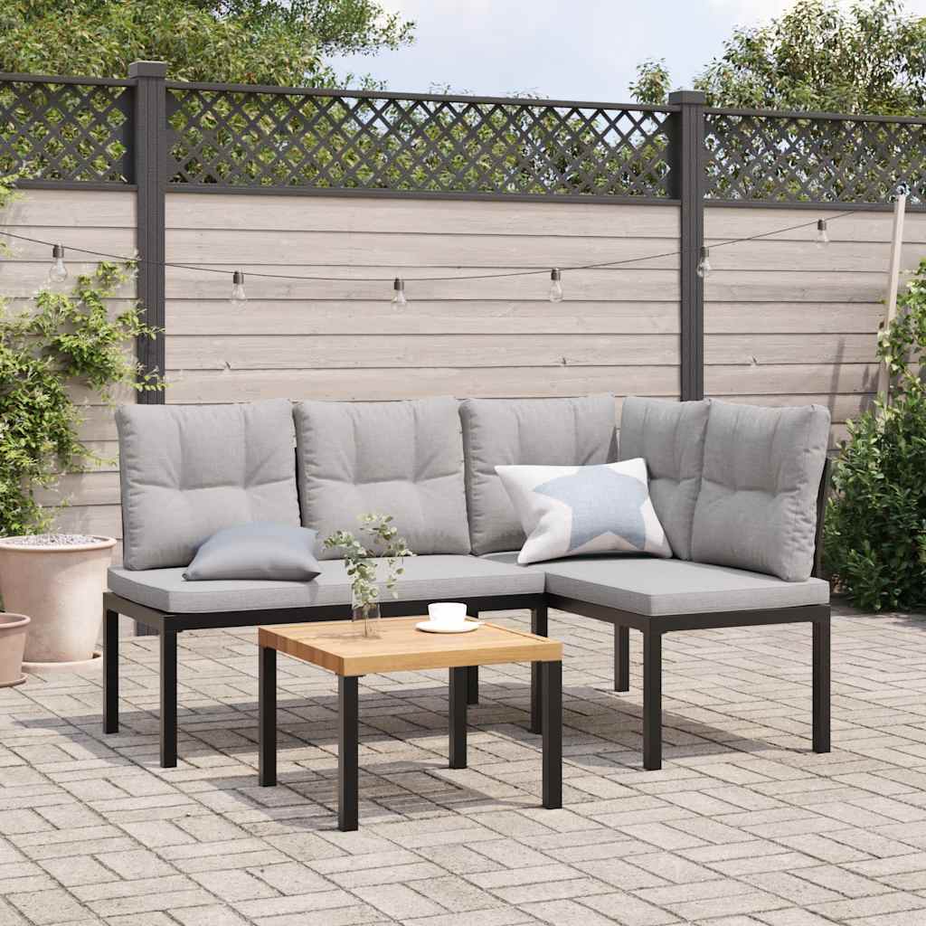 Image of Vidaxl Garden Benches With Cushions, 2-piece Set, Black Powder-coated Steel, Bench, Park Bench, Outdoor Bench, Exterior Bench, Patio Bench, Garden Seating Bench