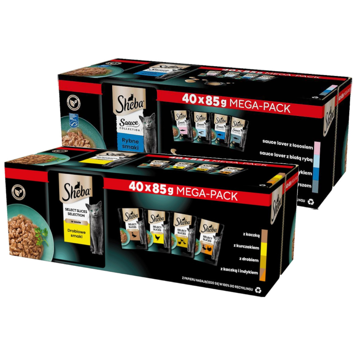 Image of Wet Food For Cats Sheba Mix Fish + Poultry Flavors In Pouches 80x 85g