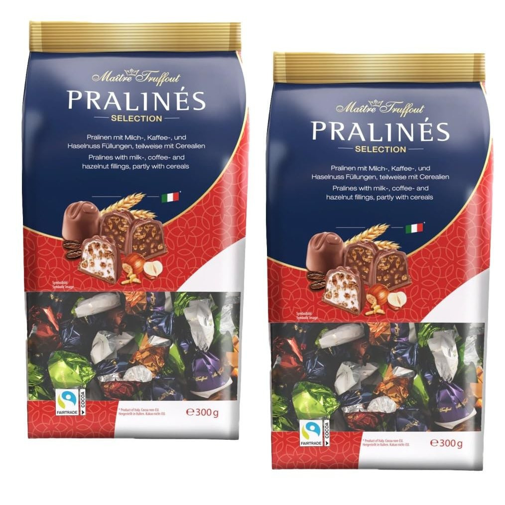 Image of Master Truffout Pralines Selection Milk Chocolate Pralines With Milk And Hazelnut Filling Advantage Pack 2 X 300g