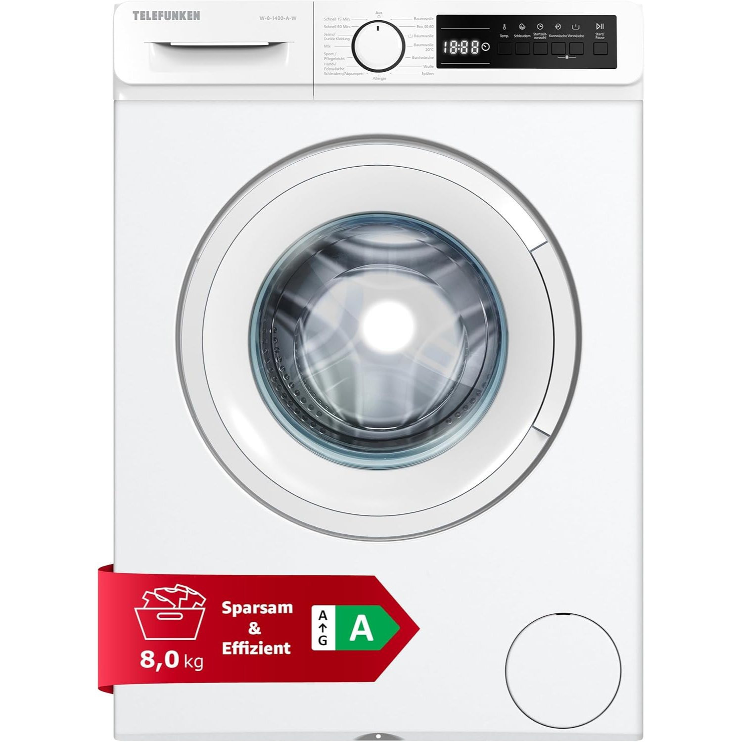 Image of Telefunken Washing Machine 8kg | 1400 Rpm | Inverter Motor | Aquastop - Protection | Gentle Drum | Washing Machine With 15 Programs | Eek A | W-8-1400-a-