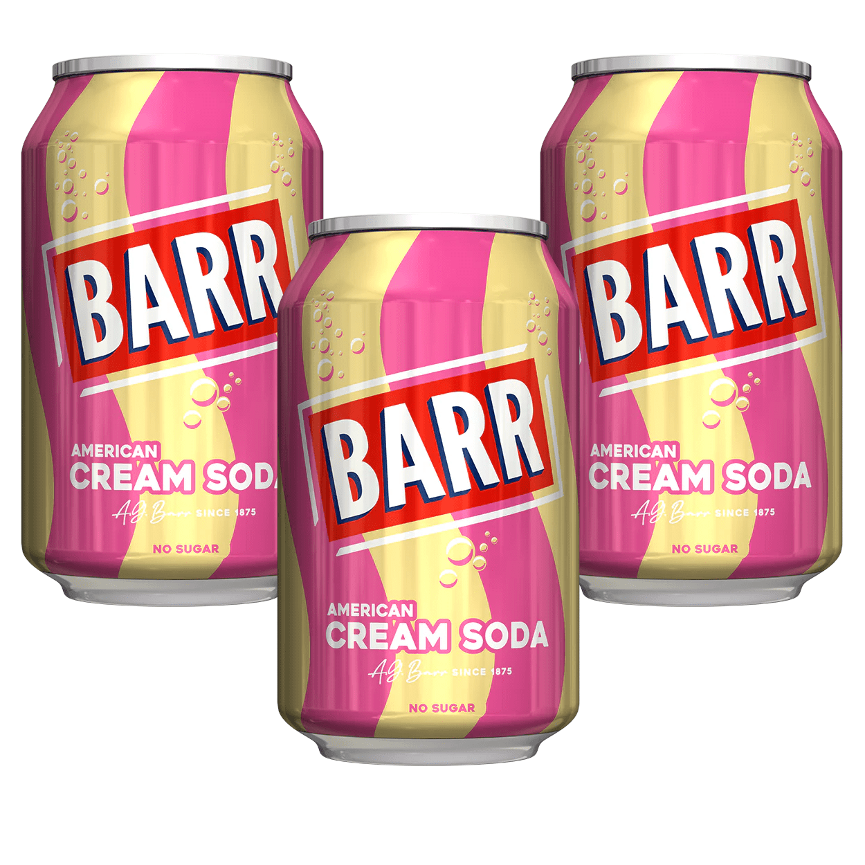 TEMU Barr Cream Soda No Sugar 330ml Cans - Pack Of 3 Refreshing Soft Drinks
