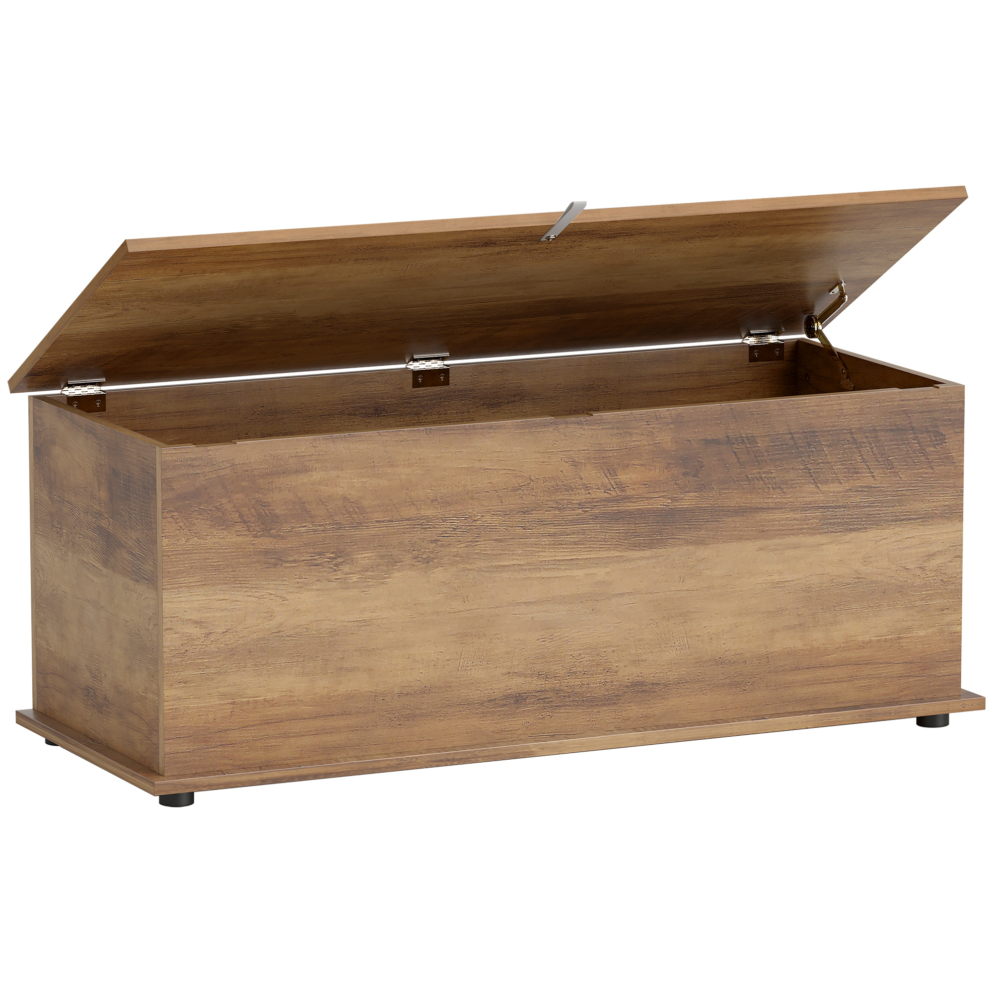TEMU HOMCOM Coffre de rangement, banc de rangement avec couvercle rabattable et charnières de sécurité, banc chaussures, meuble d'entrée, couloir,