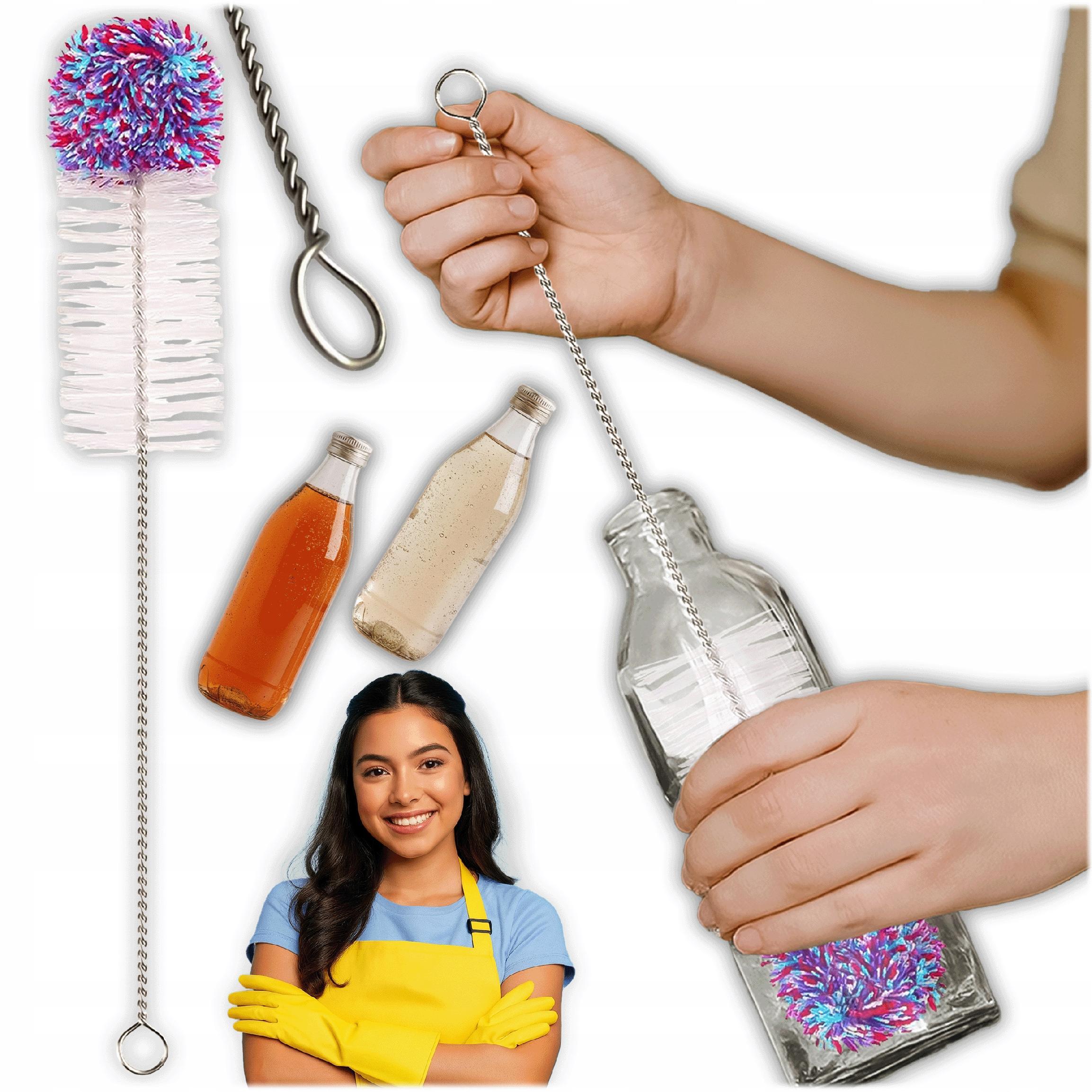 Bottle Brush With Colorful Handle, 35 Cm - Ideal For Narrow - Of Bottles, Jugs And Vases