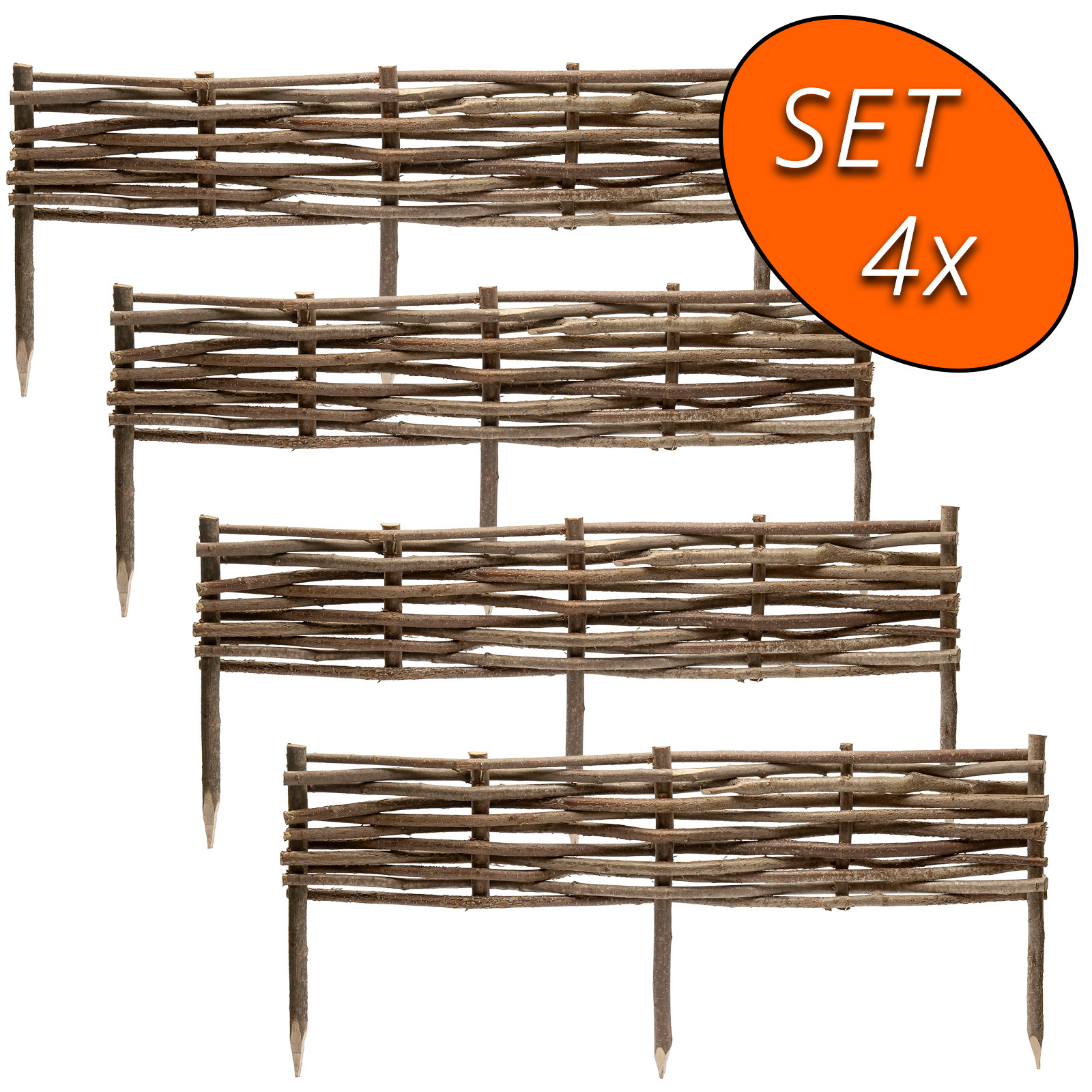 Bed Edging Fence, Natural, 90 X 40 Cm
