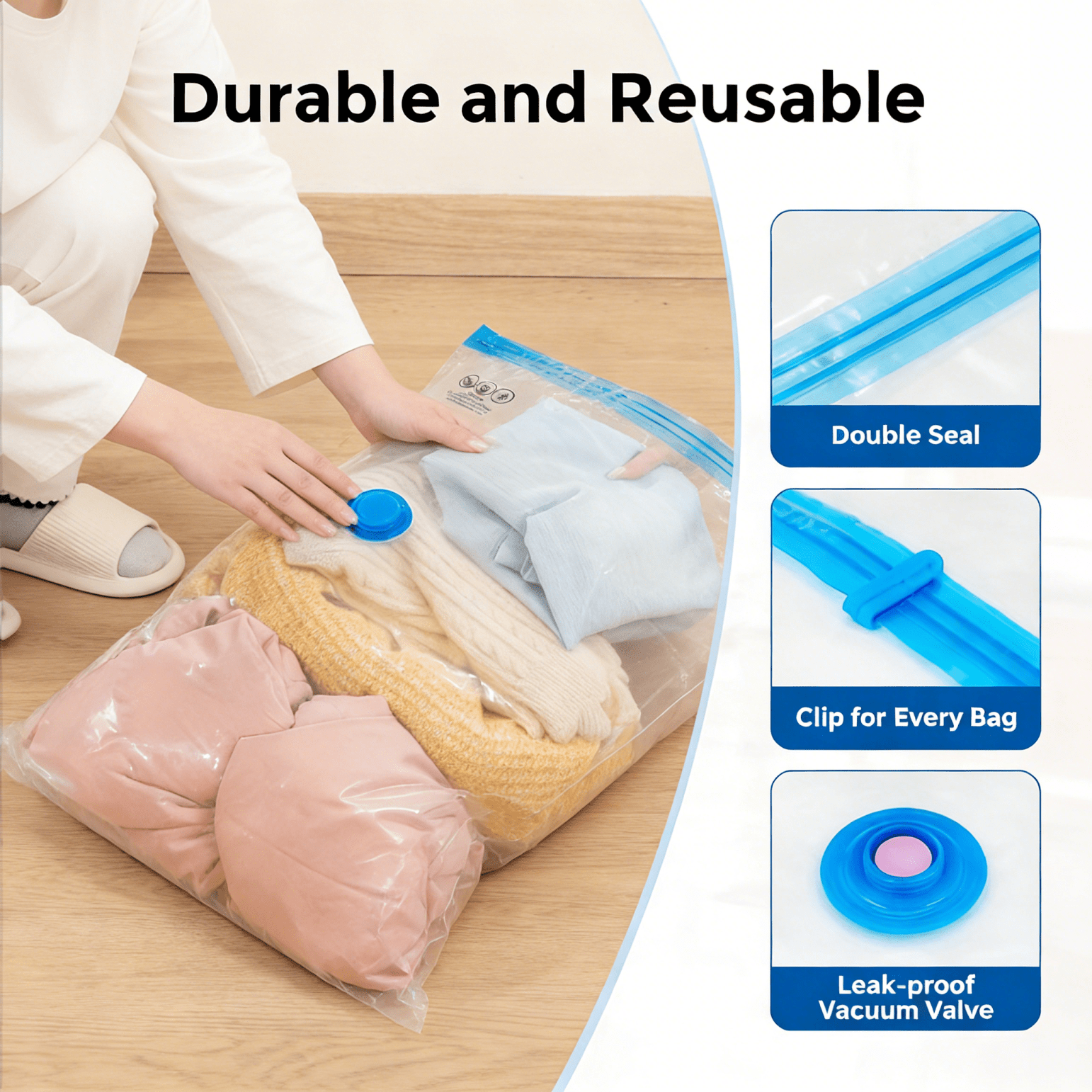 11pcs vacuum compression storage bags set with portable hand pump large medium small hand pump suitable for bedding clothes travel essentials luggage vacuum seal bags thickened material no electricity required details 5