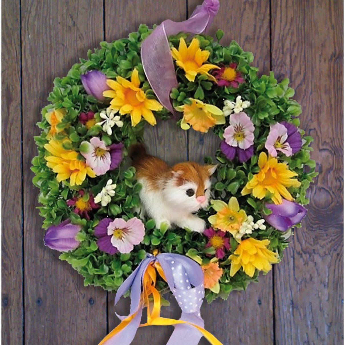 Wreath With Cat In Lilac Color