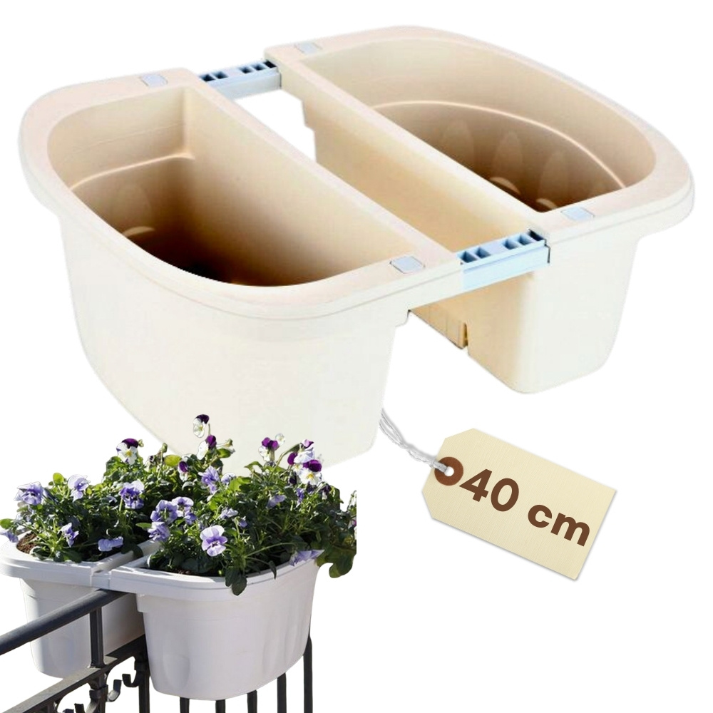 E-shop Blumenkasten Balkon Beidseitiger Balkonkasten mit Halterung Blumenkasten mit Wasserspeicher Pflanzkasten für Geländer Geländerkasten ohne Bohren