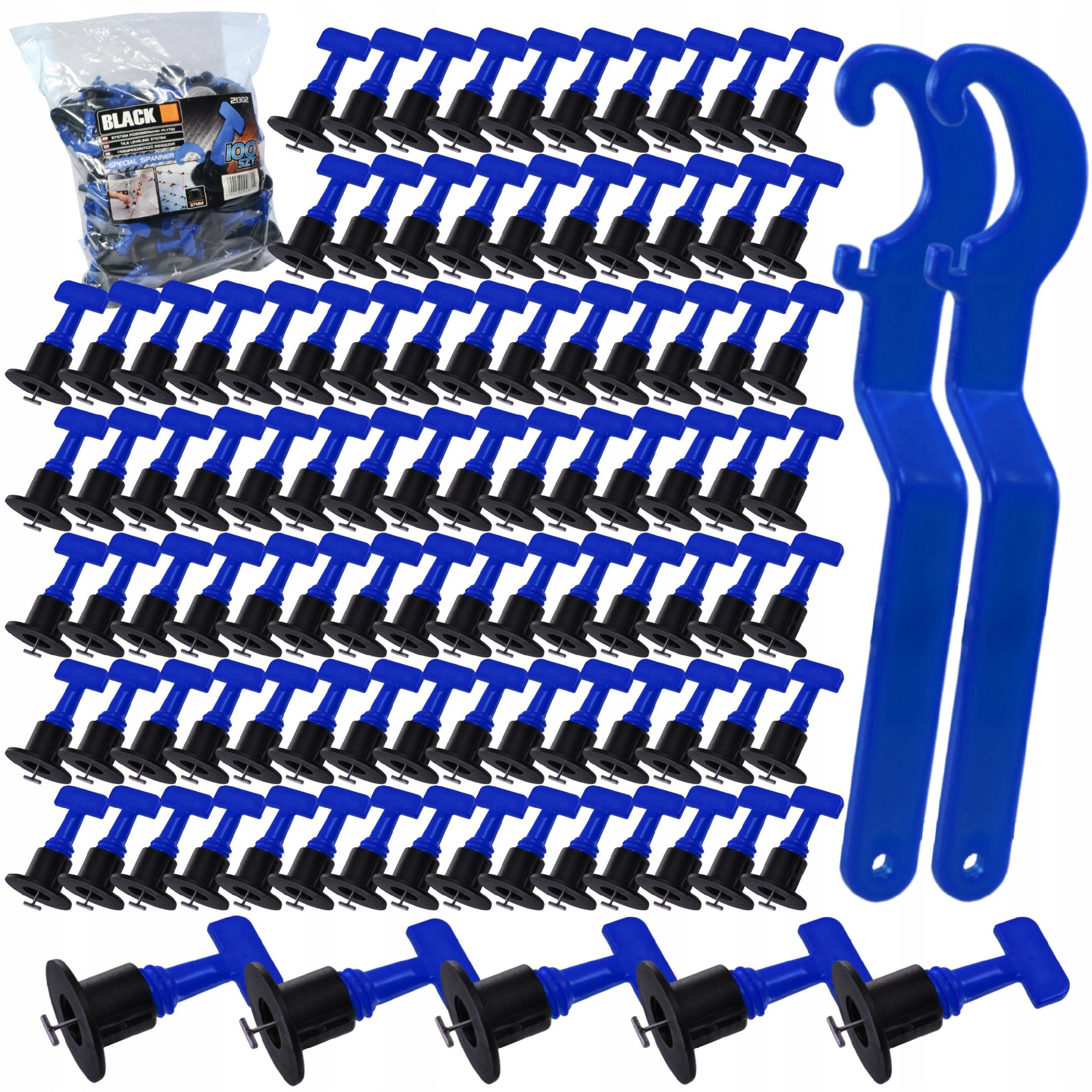 Image of Tile Leveling System Kit With 100 Reusable Black Clips And 2 Wrenches For Floor And Wall Tile Glazing, Adjustable From 3 To 16 Mm Thickness, , Without Toothing, Time And , Perfect For Diy Enthusiasts