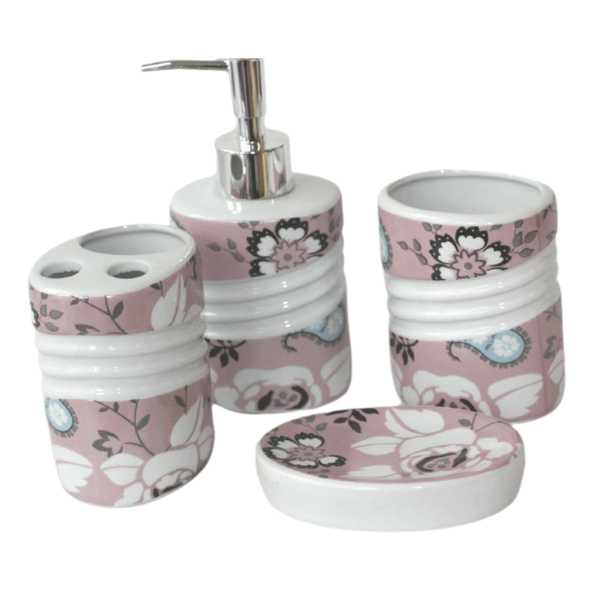 4-piece Porcelain Bathroom Set With Soap Dispenser And Toilet