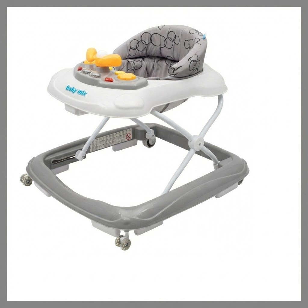 Mobiele Baby Looptrainer Mix Wielen Silicone 360 Multimedia Paneel Lichteffecten Geluid Hoogteverstelling Anti-Kantelsysteem Tot 12kg