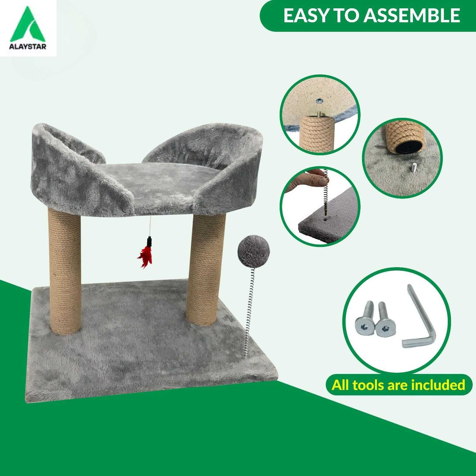 Large Cat Scratcher Bed with Natural Sisal Post