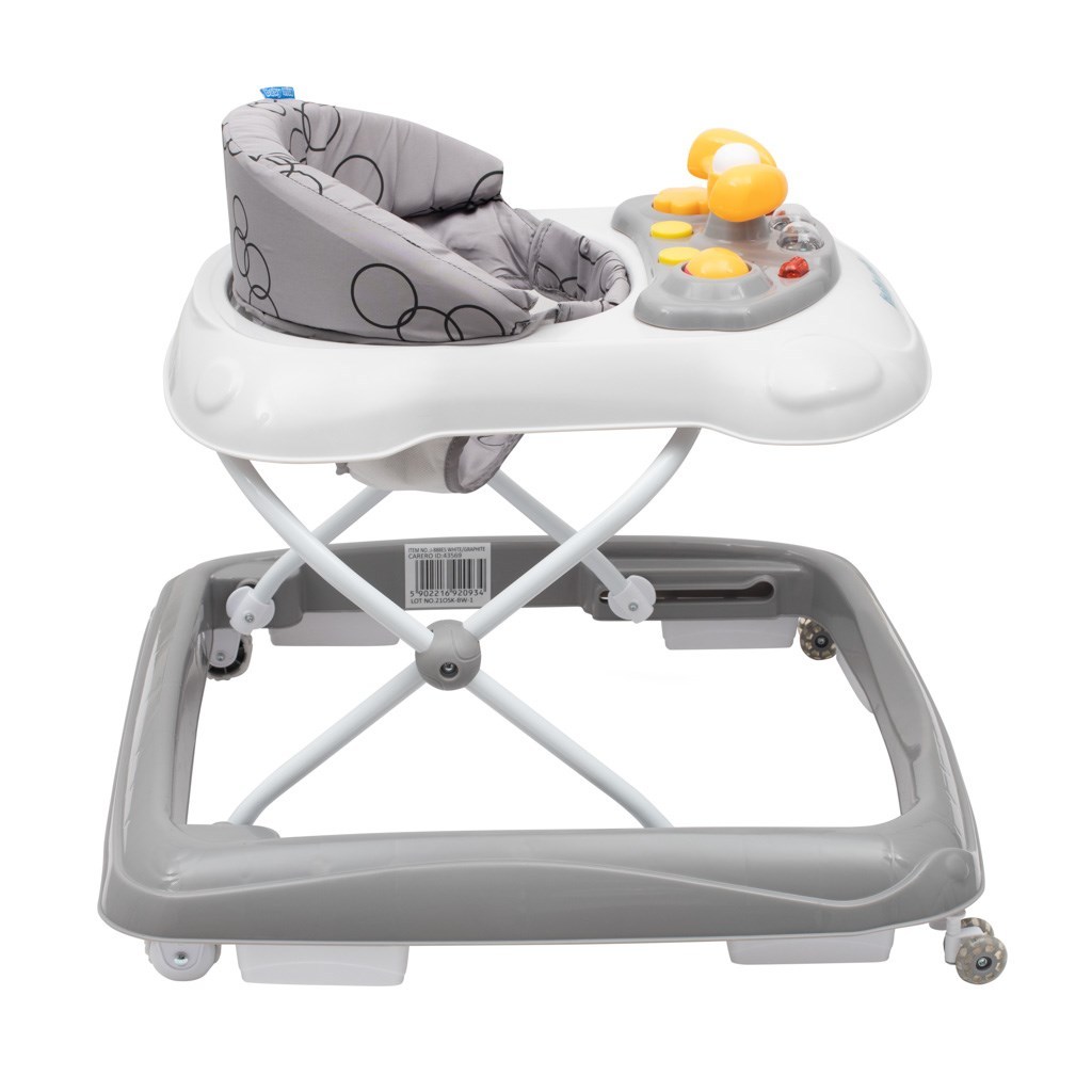 Mobiele Baby Looptrainer Mix Wielen Silicone 360 Multimedia Paneel Lichteffecten Geluid Hoogteverstelling Anti-Kantelsysteem Tot 12kg