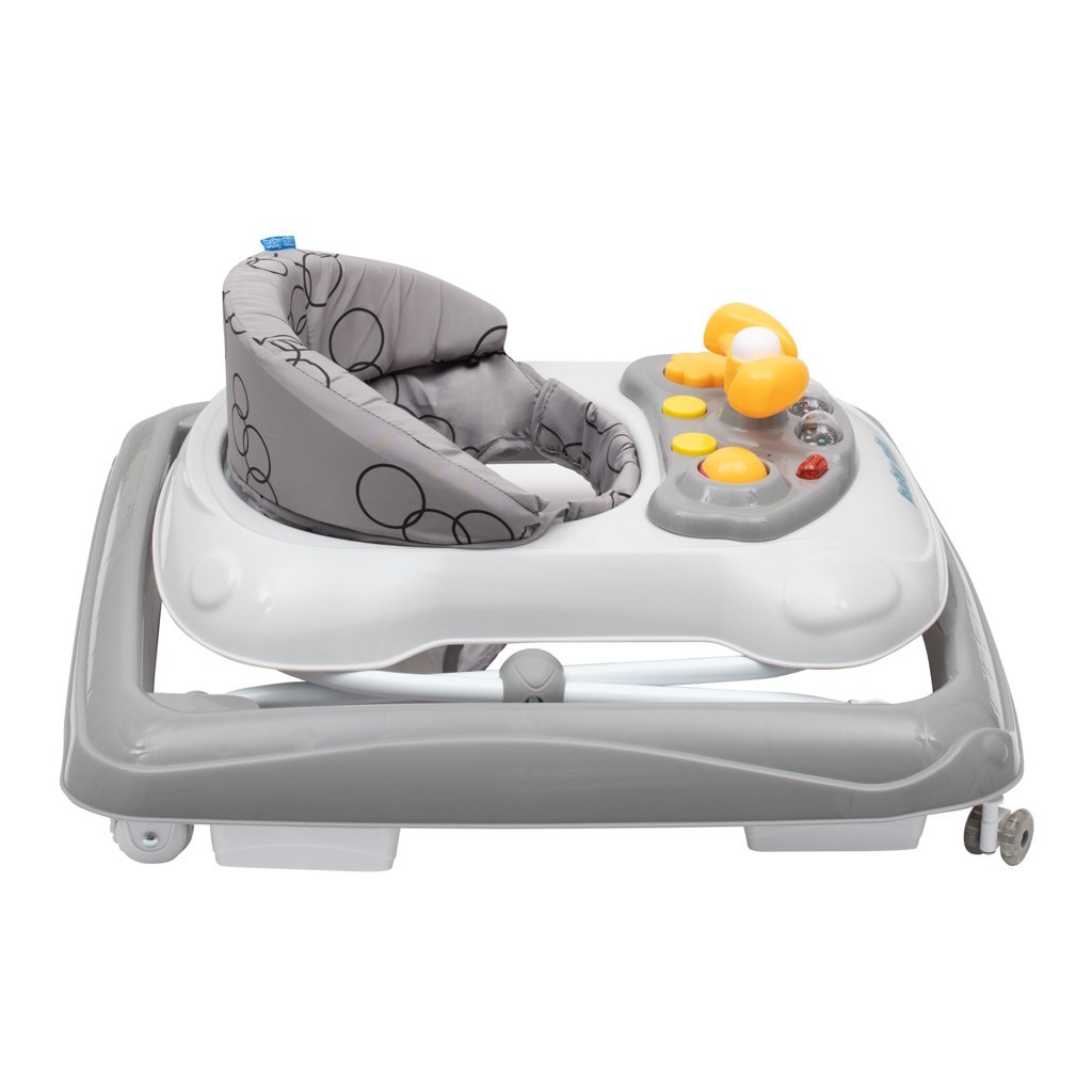 Mobiele Baby Looptrainer Mix Wielen Silicone 360 Multimedia Paneel Lichteffecten Geluid Hoogteverstelling Anti-Kantelsysteem Tot 12kg