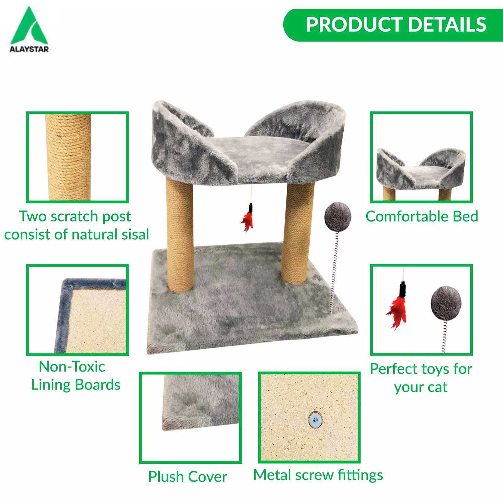 Large Cat Scratcher Bed with Natural Sisal Post