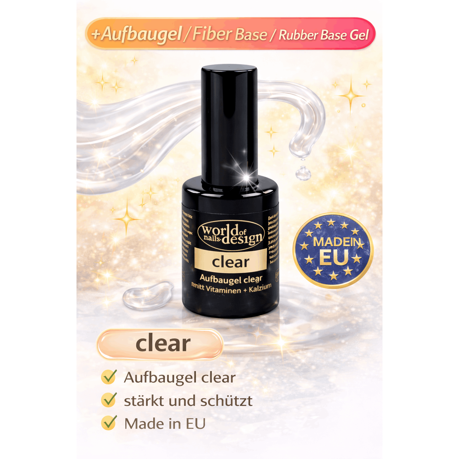 Image of Uv/led Fiber 10 Ml - Liquid Rubber Base, Strengthening Building Gel With Fibers, Vitamins & | Made In Eu