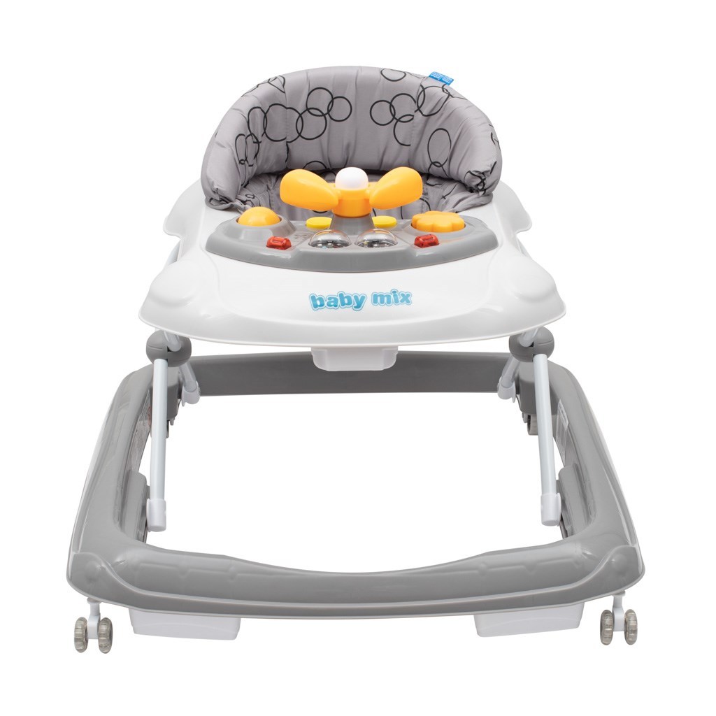 Mobiele Baby Looptrainer Mix Wielen Silicone 360 Multimedia Paneel Lichteffecten Geluid Hoogteverstelling Anti-Kantelsysteem Tot 12kg
