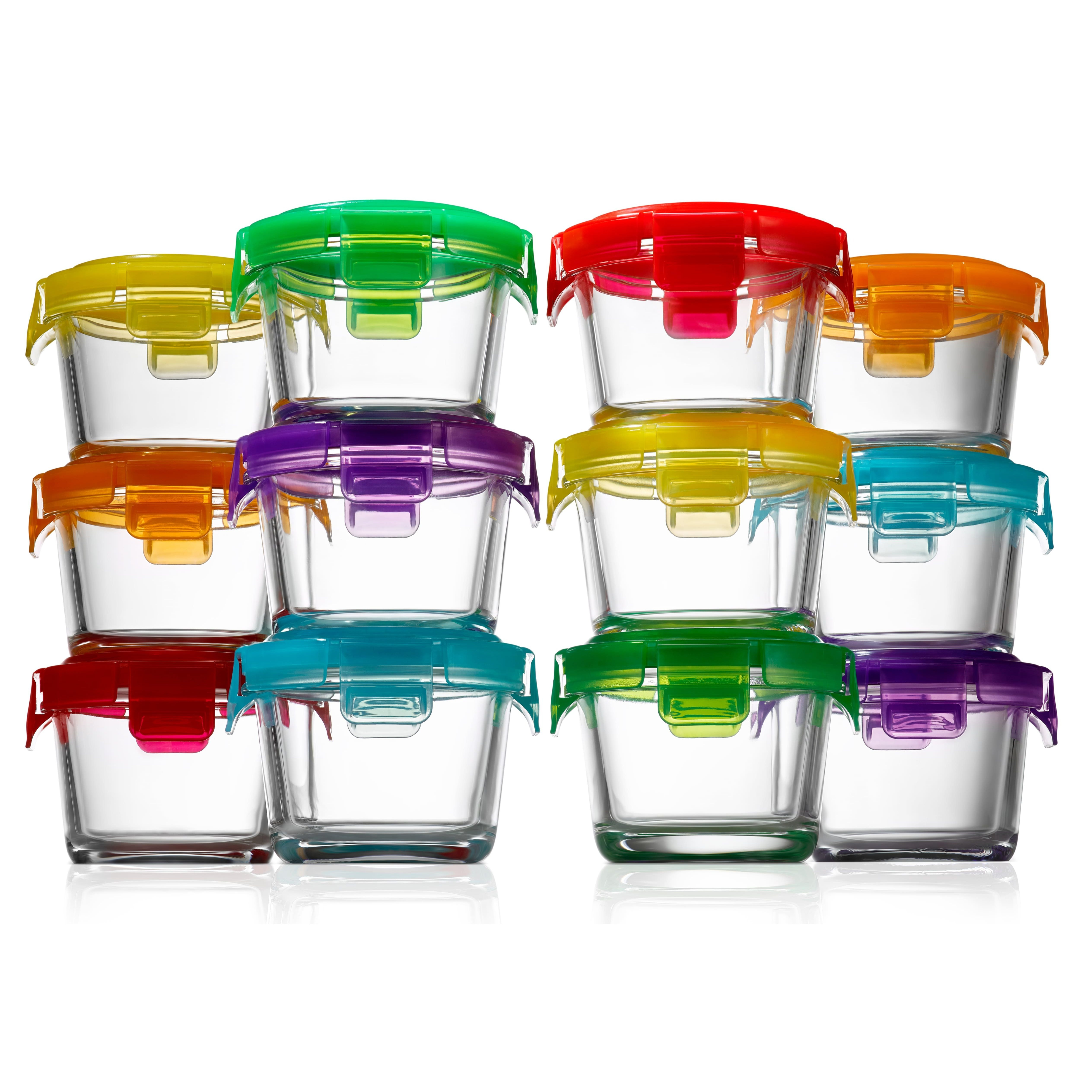 Nutrichef 24pcs Set - Meal Prep Glass Containers With 12 | Mini Storage Box, 130 Ml | Airtight | Microwave-, Freezer- & Dishwasher Safe