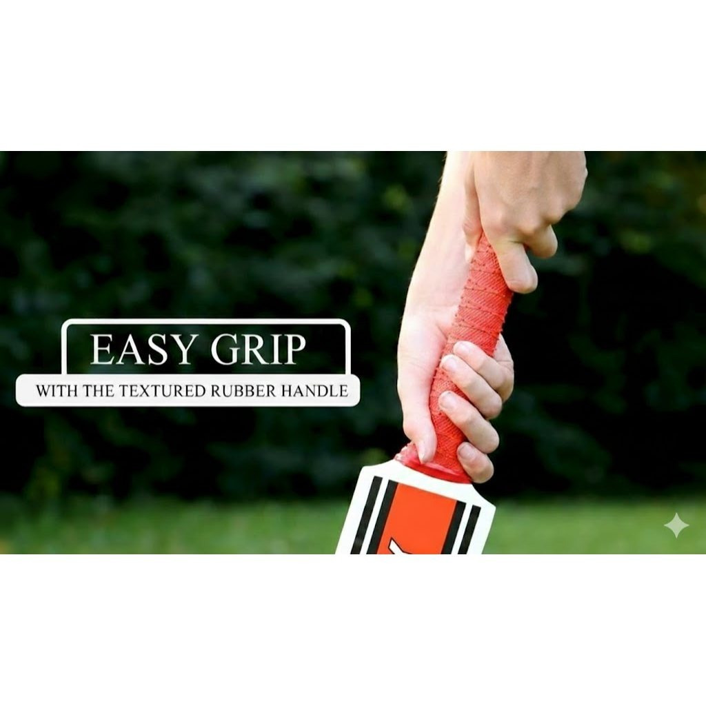 Kids Cricket Set with Rubber Grip Wooden Bat, 4 Stumps & Soft Ball