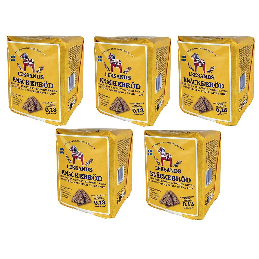 Leksand's Triangular Crispbread, Brown (dark) Baked, 5x200g (yellow)