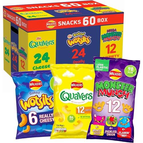 walkers 60 pack snack baked party box multi pack