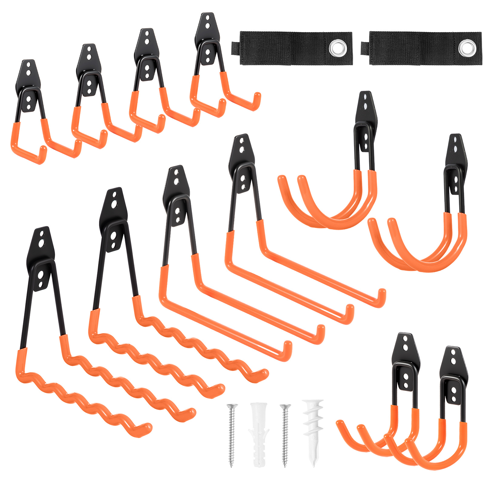 Image of 12-piece Set Of Heavy-duty Wall Hooks For Garage, Workshop & Garden – Sturdy Tool Holder For Bicycles, Ladders, Tools, And Garden Equipment