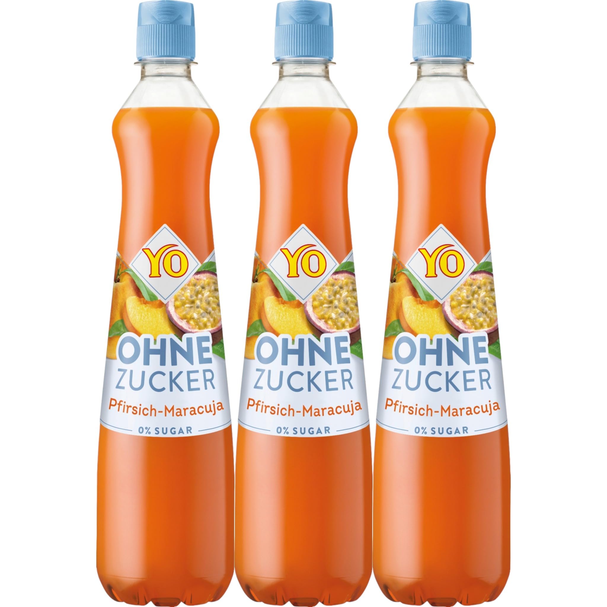 Yo Syrup Peach-passion Fruit 0% Sugar (3-pack) | Syrup 700ml - With Intense Flavor, Ideal For 0 S And Beverage Mixing