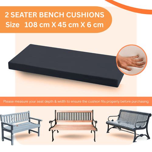 2 seater garden bench cushion 45x6cm water resistant polyester seat pad removable zip cover for outdoor indoor bench