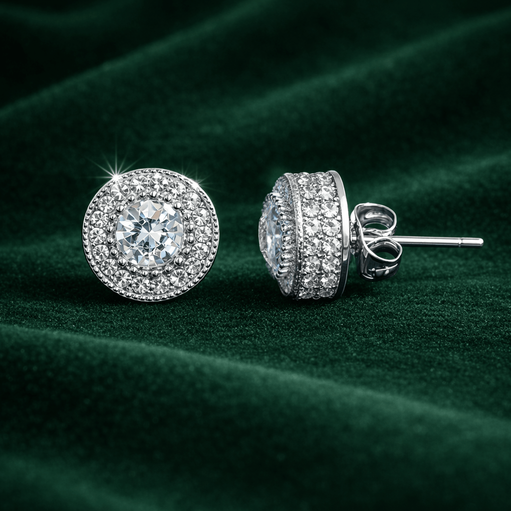 Image of 925 Silver-plated Stud Earrings For Women – Round Crystal Stud Earrings With Zirconia, 1 Cm Diameter, Elegant & Sparkling, Jewelry For Everyday Wear & Gift