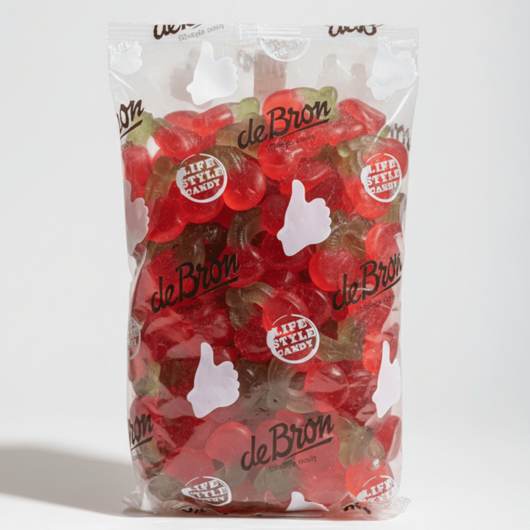 Image of 1kg De Bron Cherry Gums Sugar-free Fruit Gummies, Cherry Flavor, No Added Sugar, Large Bulk Pack For Snacking