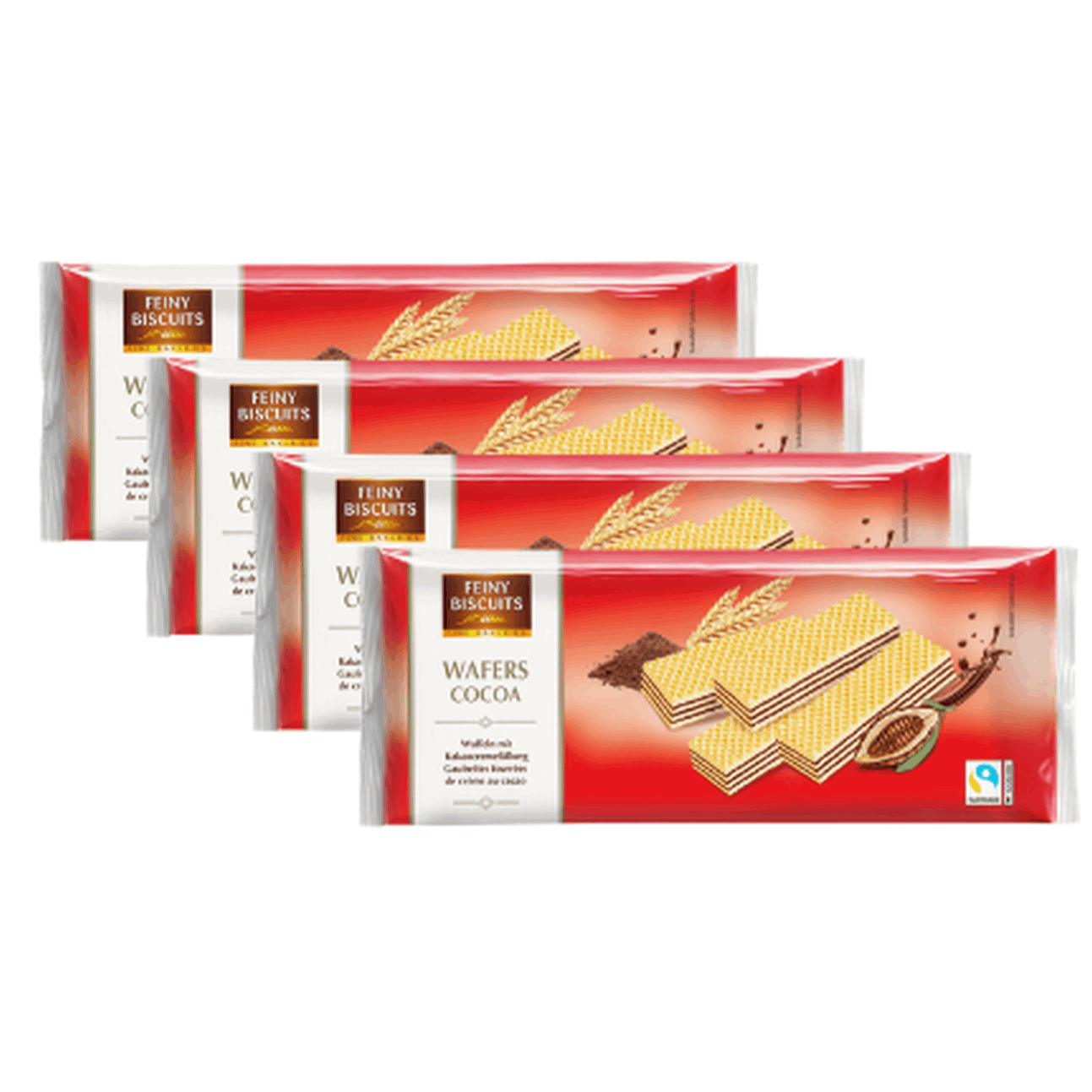 Image of Feiny Biscuits Waffles With Cocoa Cream Filling 4 X 250g – Crispy Waffle Slices With Creamy Cocoa Filling – Storage Pack 1kg – Ideal As An On-the-go Snack