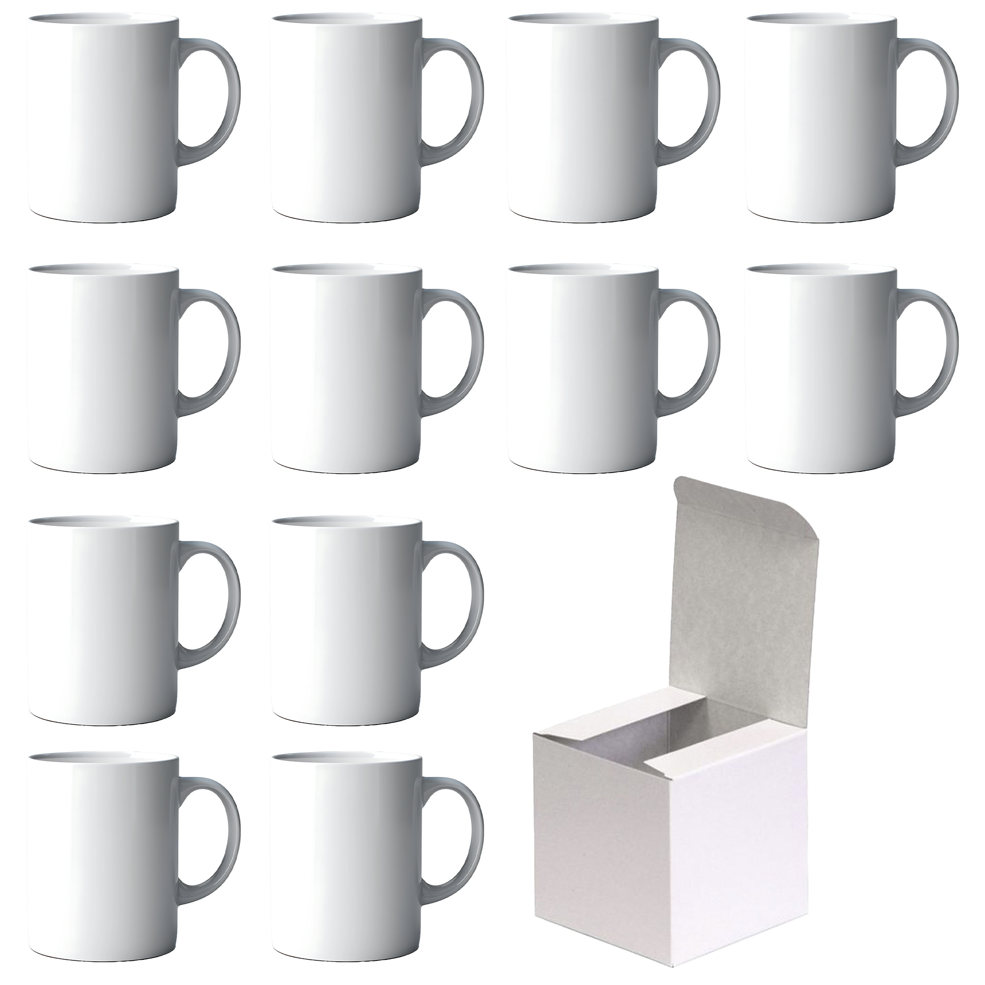 TEMU Set di tazze per sublimazione complete di scatola, tazze bianche da 330ml in ceramica per caff癡, t癡, latte, adatta per stampa sublimatica