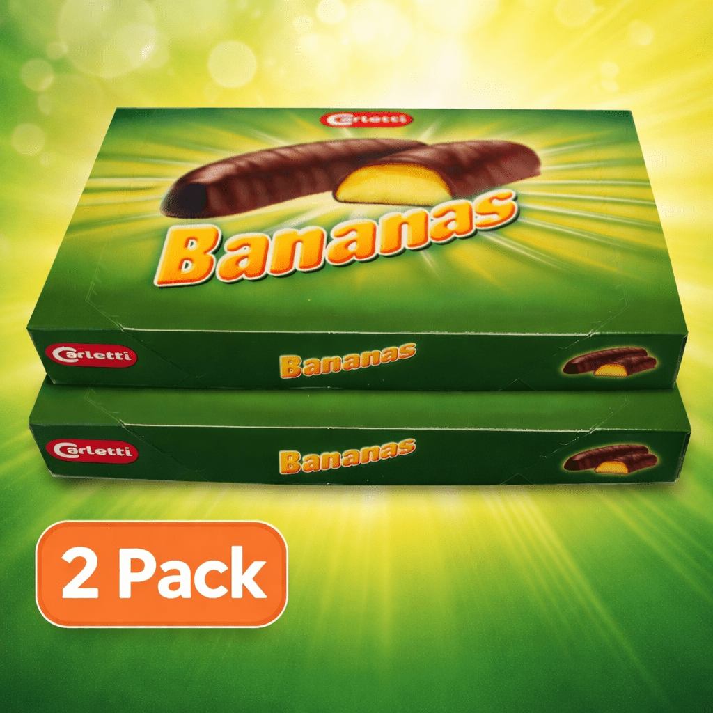 TEMU Carletti - 2 Boxes Of 6 Pack Chocolate Covered Foam Bananas - Banana Flavoured Marshmallow Coated In Dark Chocolate - Retro Sweets - Bulk Sweets