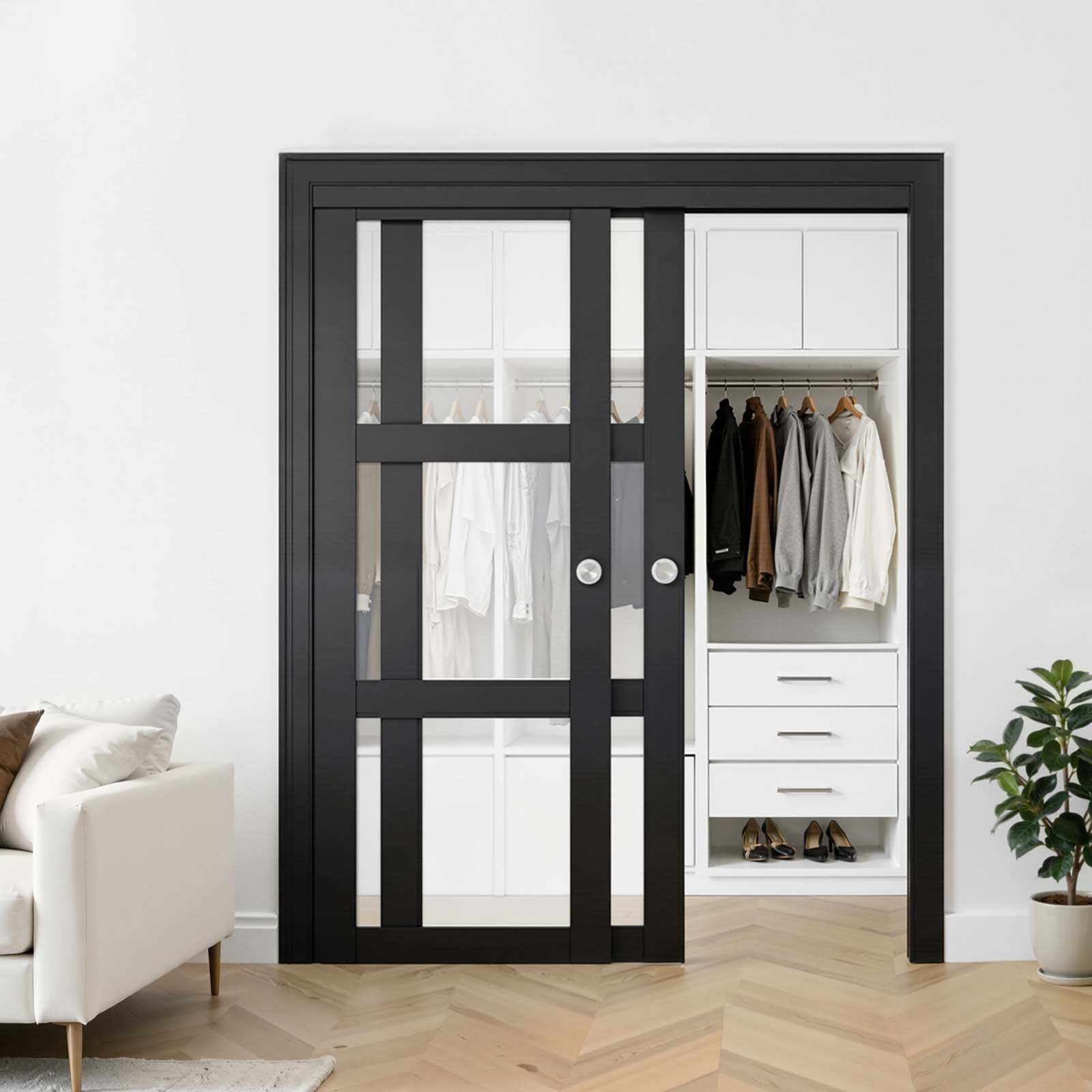 TEMU Kit de herrajes para puerta corredera de bypass VEVOR, herrajes para puerta de bypass de de aleación de aluminio de 1524 mm, deslizamiento y