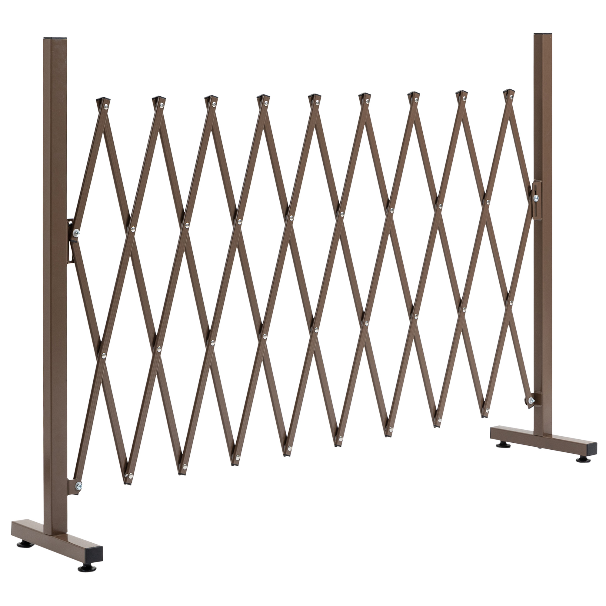 Image of Outsunny Extendable Retractable Safety Barrier 250l X 31w X 104h Cm Aluminium Metal Chocolate
