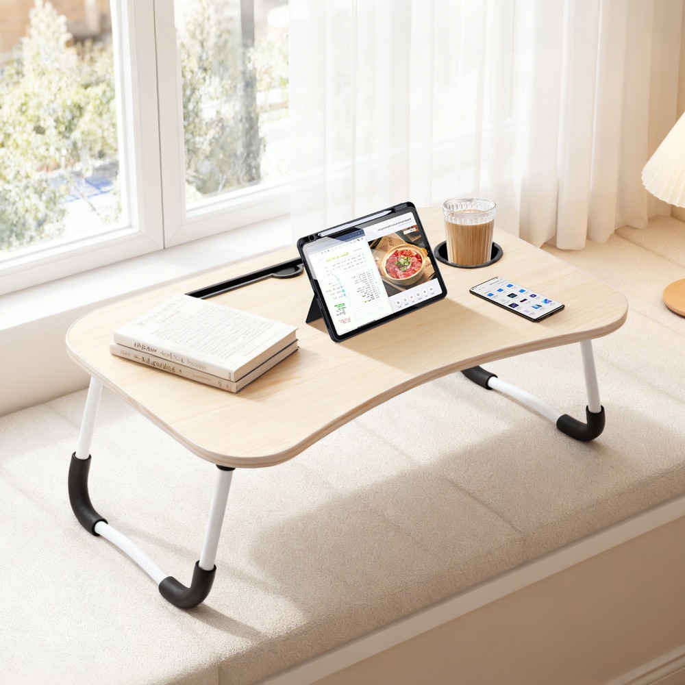 E-shop Betttisch Laptop Ständer Bett-Schreibtischständer mit klappbaren Beinen und Becherhalter Notebook-Ständer Computer-Laptop-Ablage für Sofa-Bett