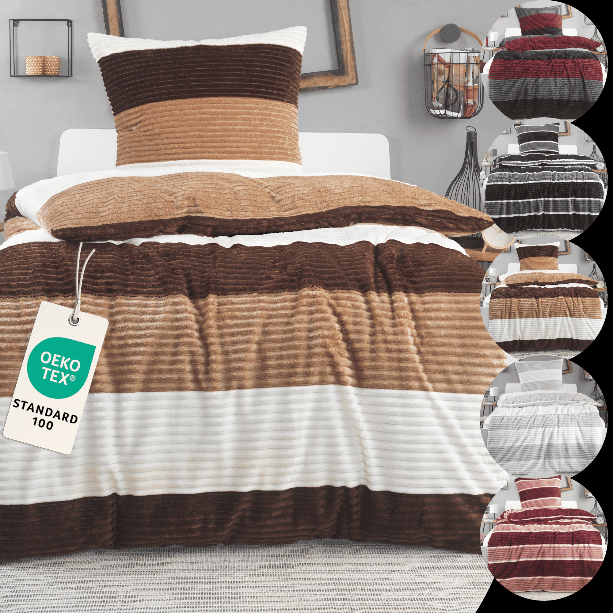 Image of Winter Plush Bedding Set 135x200 Cm Or 155x220 Cm 2pcs - 1x Duvet Cover + 1x Pillowcase 80x80 Cm - Warm Bedding - Modern