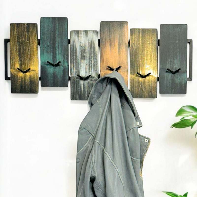 Image of Black Wall Coat Rack With 12 Metal Hooks, Modern Coat Rack And Coat Hooks For The Hallway.