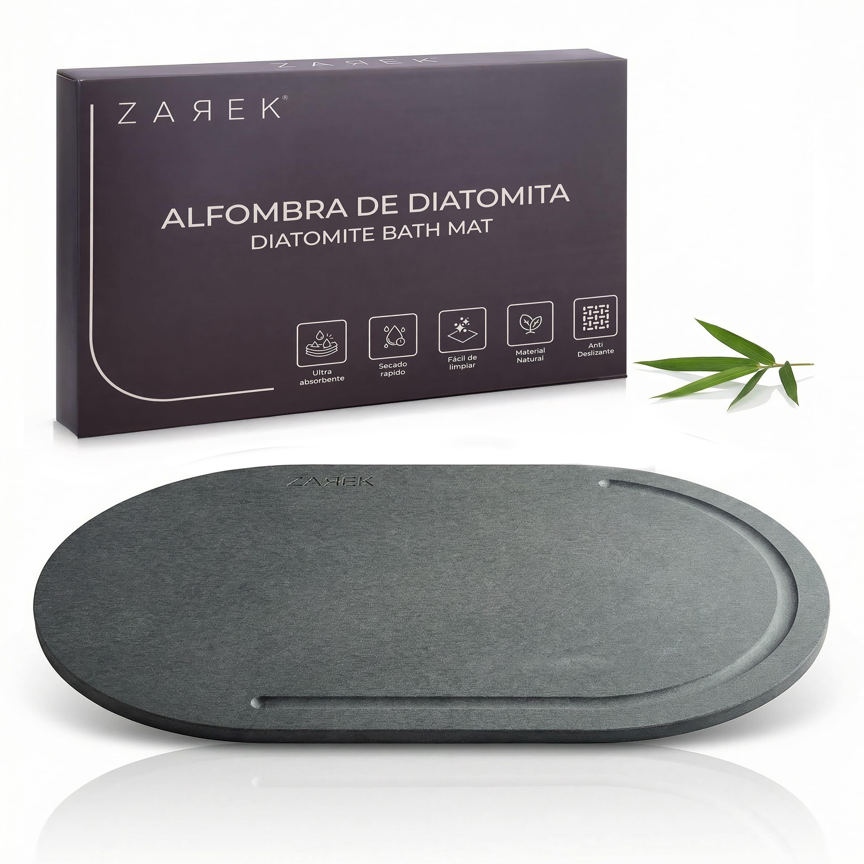 TEMU Alfombra Baño Diatomita ZAREK - Alfombrilla de piedra natural secado rápido, higiénica, antideslizante y súper absorbente ideal al salir de la