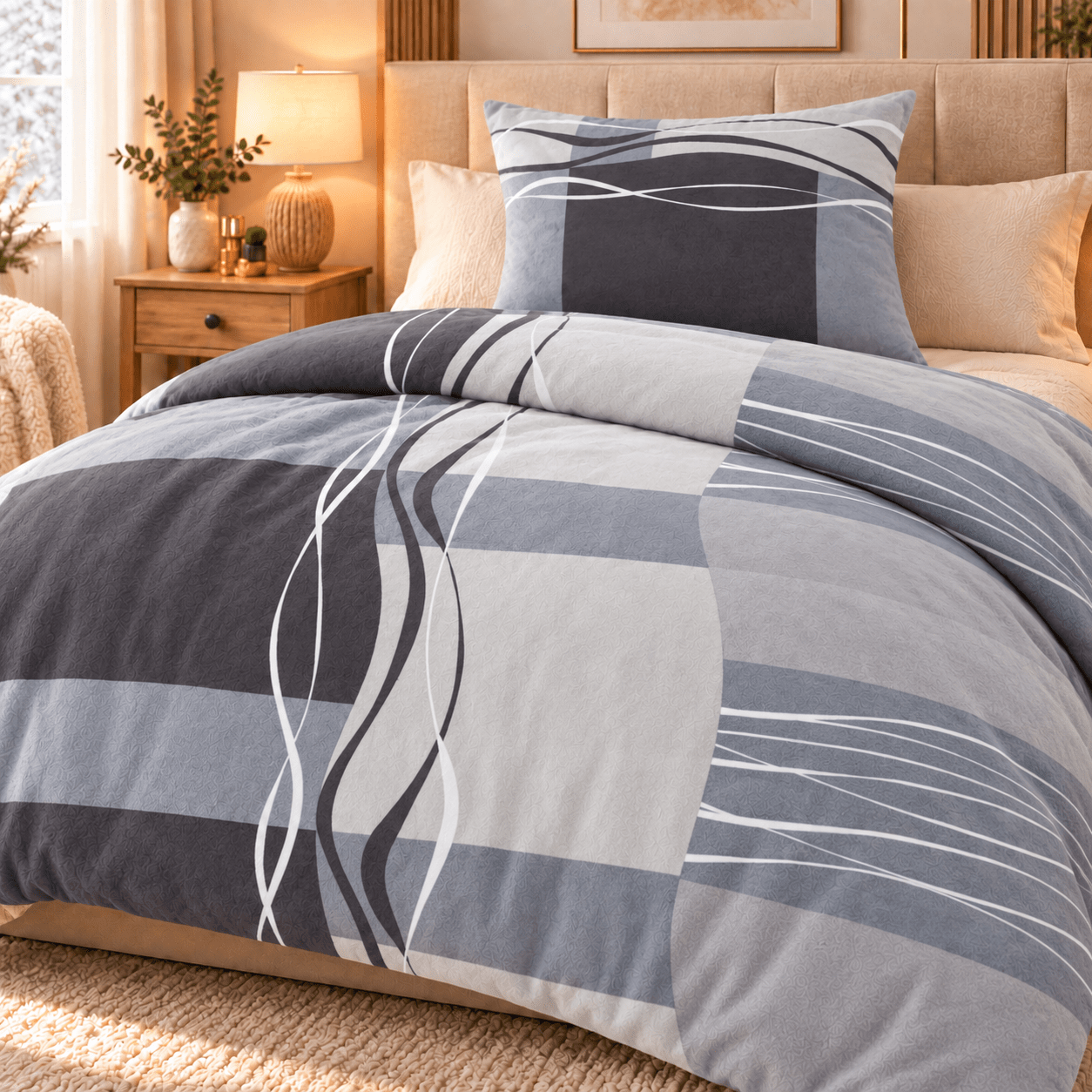 Image of Teddy Plush Bedding 135x200 Cm - 1x Duvet Cover + 1x Pillowcase - Warm And Fluffy - With Zipper - Perfect For Cold Winter Nights - Cashmere Touch
