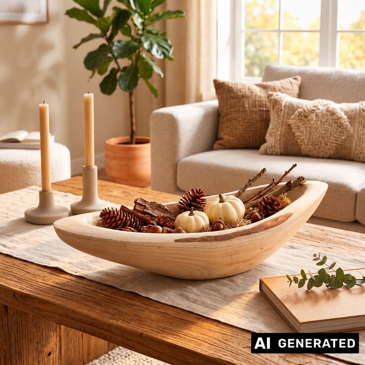 Image of Wood" Oval & Deep Bowl, Solid Wood, 60 Cm Long, Decorative Bowl, Fruit Bowl