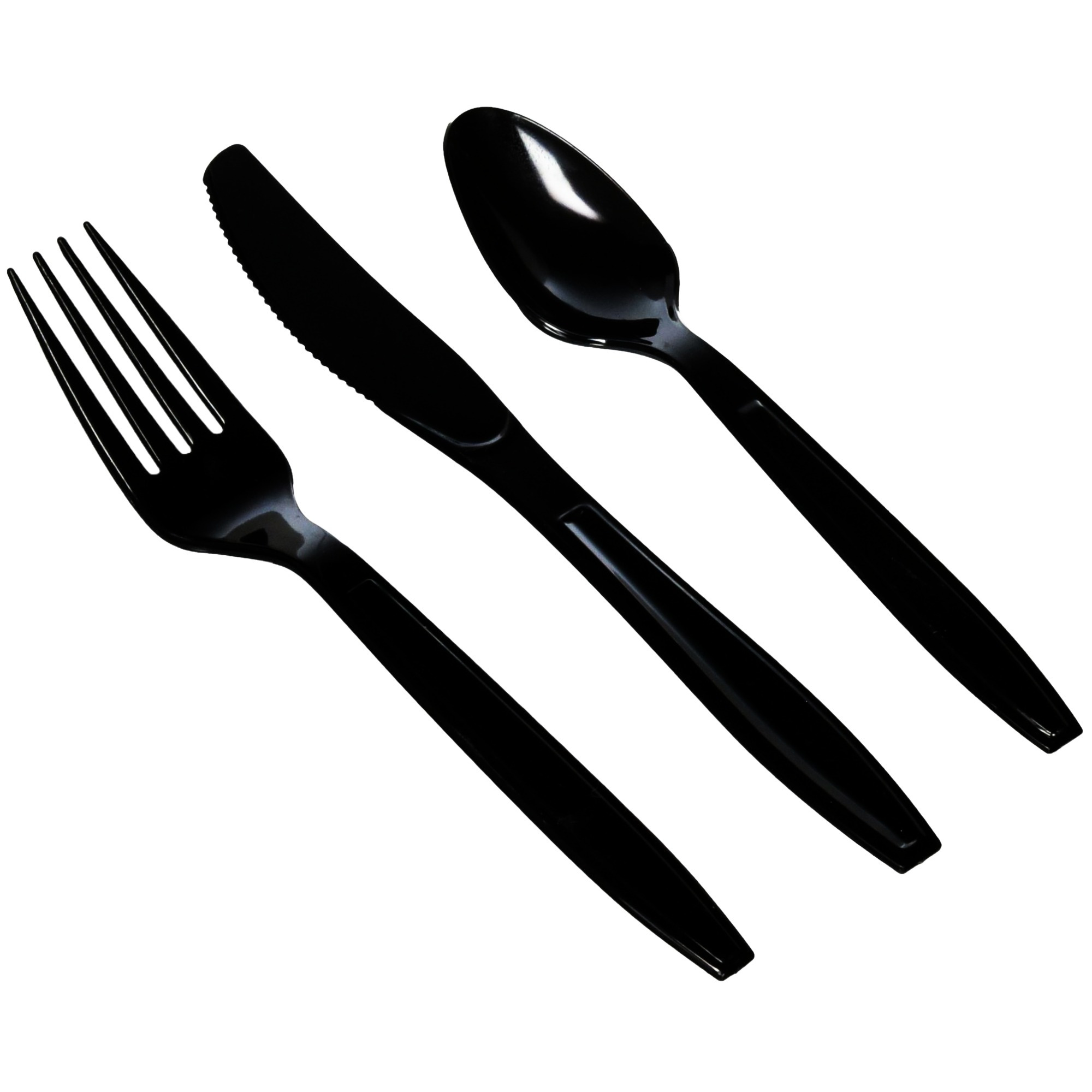 TEMU Heavy Duty Black Plastic Cutlery Set 150pcs - Forks Knives Spoons Sturdy Utensils For Large Events, Catering, And Bulk Food Service