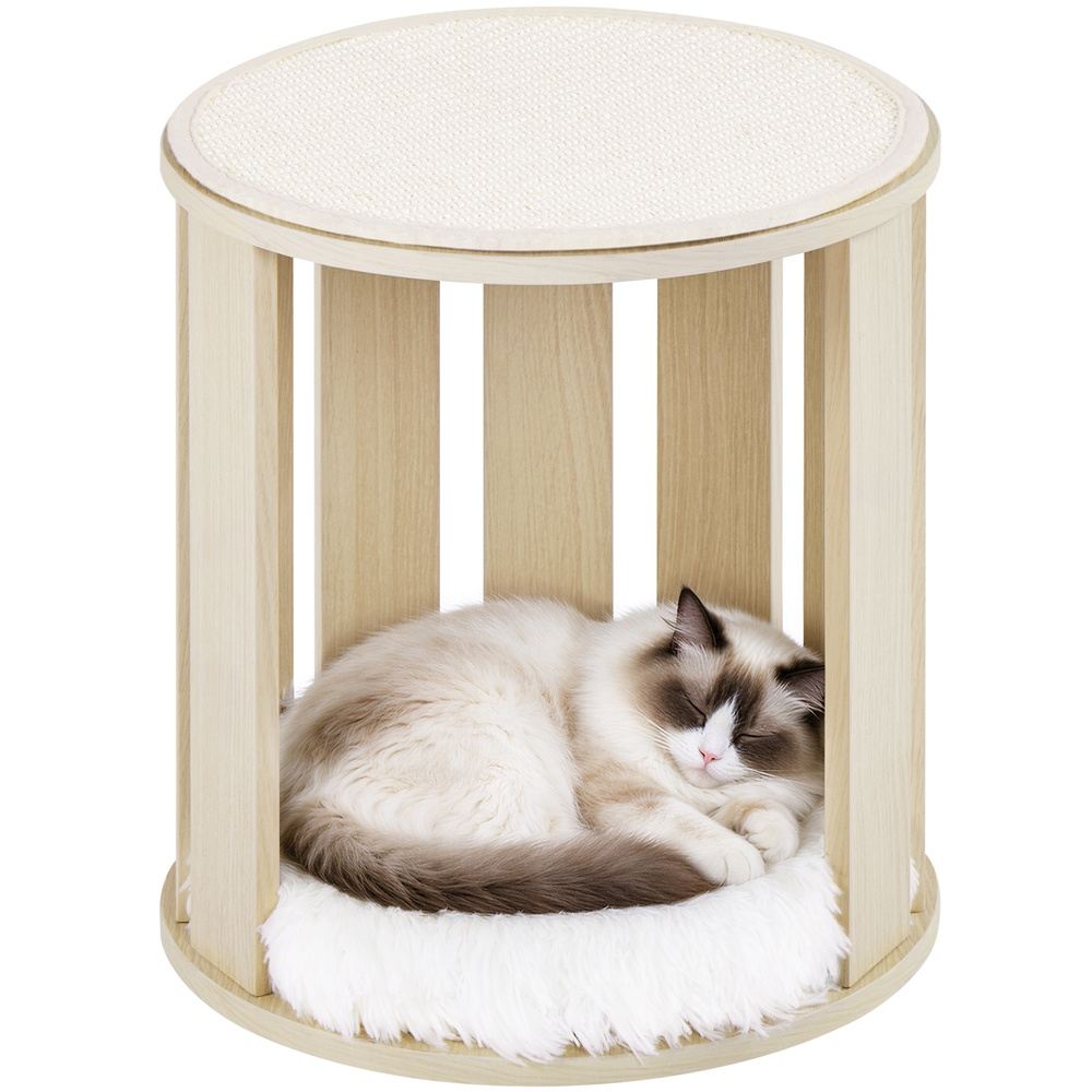 Image of Costoffs Cat Tree With Sturdy Wooden Frame, Scratching Post For Small Apartments