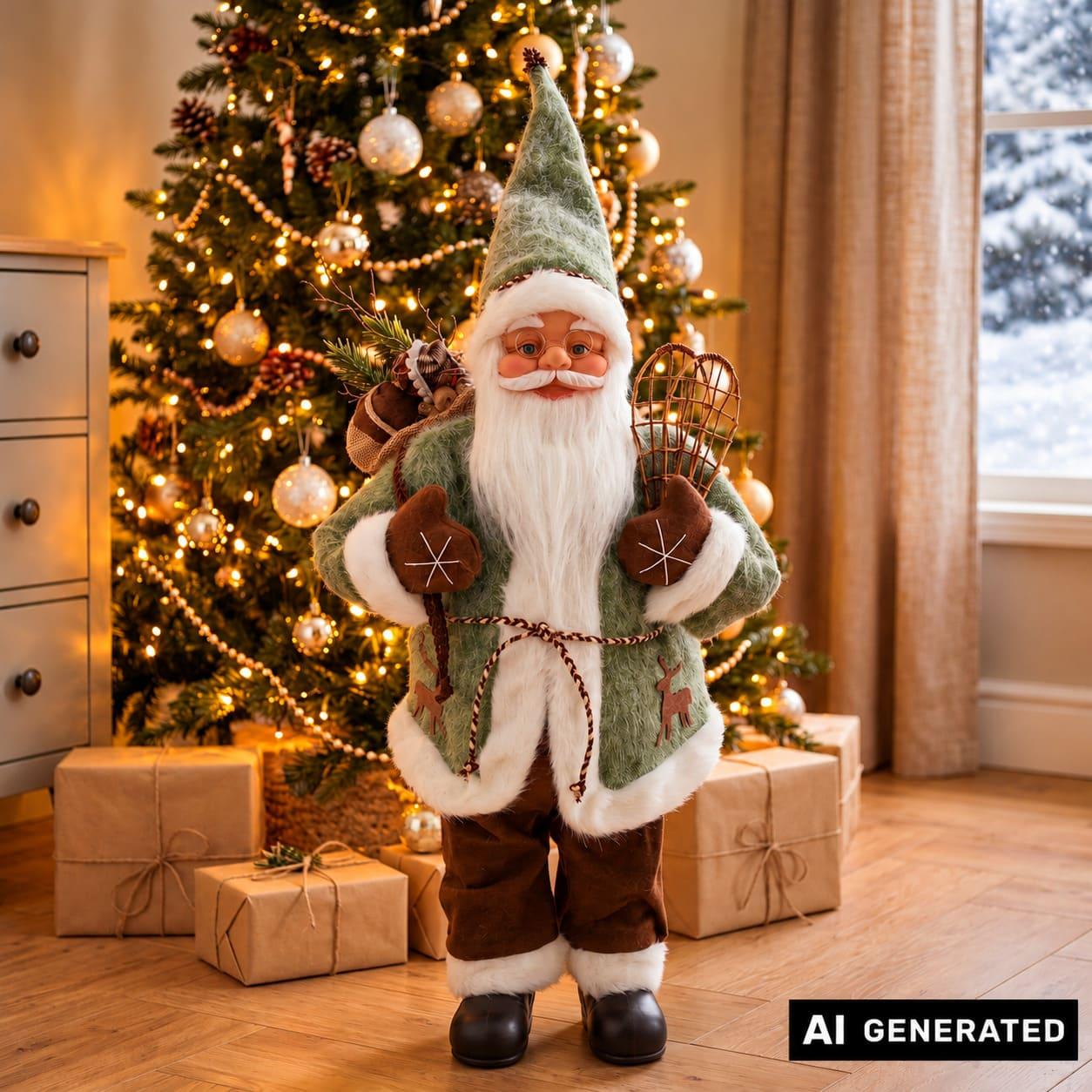 Image of Decorative "santa" Figure, 60 Cm Tall, Christmas Santa With Snow Boots & Gift Sack, St. , Santa Claus Statue