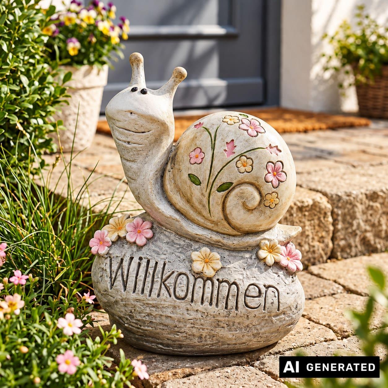 Image of Decorative Snail "welcome" Cute Garden Decor, Outdoor Balcony Decor, Weather-resistant Garden Decoration